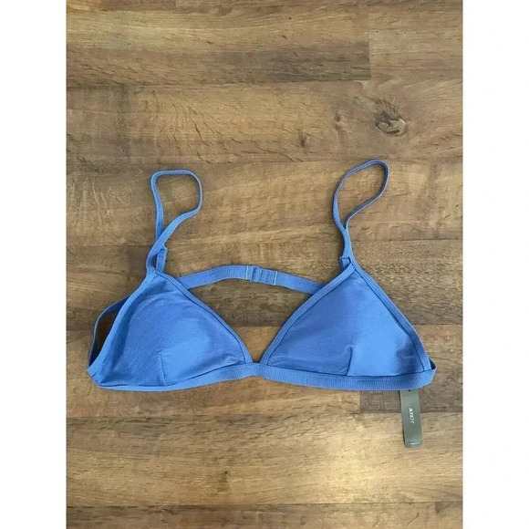 J. Crew Women's Ribbed Triangle Bikini Top Size 3X Blue Removable Pads Swim - Picture 1 of 6